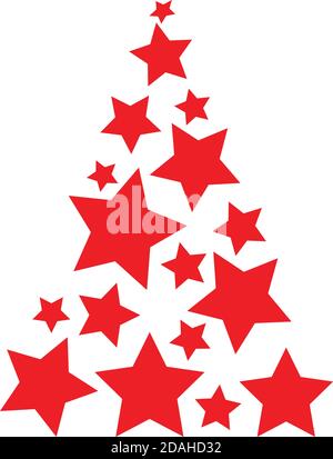 Icône de silhouette d'étoile rouge arbre de Noël, conception géométrique simple vecteur, symbole de sapin pour l'illustration Noël et le nouvel an Illustration de Vecteur