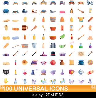 100 icônes universelles set. Cartoon illustration de 100 icônes universelles vector set isolé sur fond blanc Illustration de Vecteur