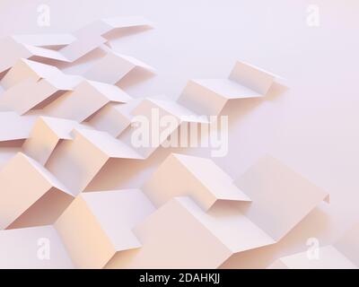 formes géométriques abstraites 3d de feuilles de papier zigzag. Arrière-plan moderne, rendu Banque D'Images