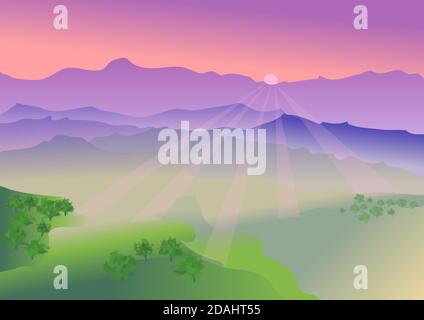 illustration vectorielle paysage. Paysage de prairie abstrait Illustration de Vecteur