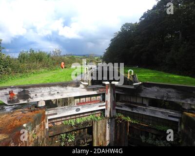 British Canal System -branche Glasson du canal de Lancaster, Angleterre, Royaume-Uni ------- Glasson Top (écluse 2) en septembre 2020. Banque D'Images