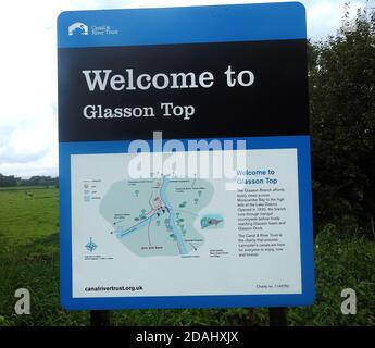 British Canal System -Glasson Branch of Lancaster Canal, Angleterre, Royaume-Uni ---- Glasson Haut de page panneau d'information (avec carte) en septembre 2020. Banque D'Images