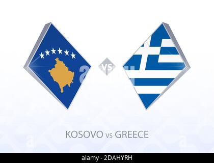 Compétition européenne de football Kosovo contre Grèce, Ligue C, Groupe 3. Illustration vectorielle. Illustration de Vecteur