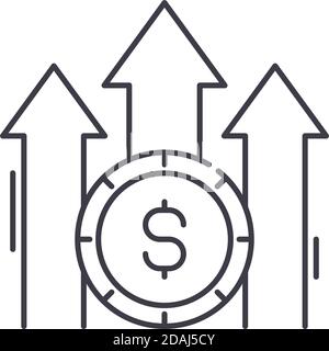 Icône des attentes commerciales, illustration linéaire isolée, vecteur de ligne mince, panneau de conception Web, symbole de concept de contour avec trait modifiable sur blanc Illustration de Vecteur