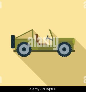 Safari chasse jeep icône, style plat Illustration de Vecteur