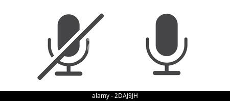 Jeu d'icônes de microphone isolé sur fond blanc Illustration de Vecteur