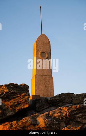 Rohan frontière en pierre sur le sommet de la montagne de la Jested. Marquage de la frontière entre les domaines de Rohan et de Clam-Gallas, République tchèque. Banque D'Images