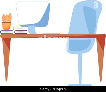 Objet vectoriel couleur plat de l'espace de travail Office Illustration de Vecteur