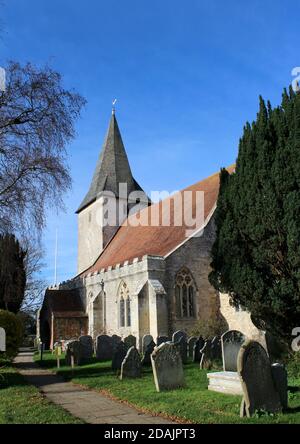 The Holy Trinity Chuch, Bosham, Chichester, West Sussex. Un monument local et l'église en vedette sur la Tapisserie de Bayeux. Une attraction populaire pour les visiteurs. Banque D'Images