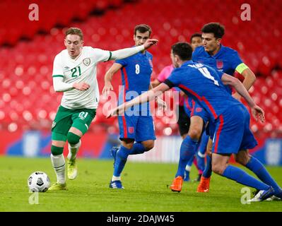 WEMBLEY, Royaume-Uni, NOVEMBRE 12 : Ronan Curtis (Portsmouth) de la République d'Irlande pendant International friendly entre l'Angleterre et la République d' Banque D'Images