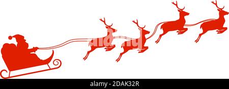 Silhouette du Père Noël en traîneau tiré par un vecteur de renne illustration Illustration de Vecteur