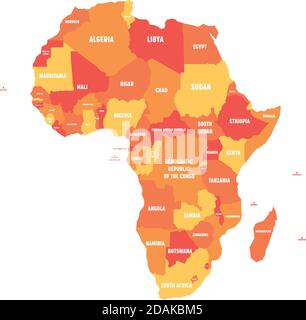 Carte politique orange de l'Afrique. Illustration vectorielle. Illustration de Vecteur