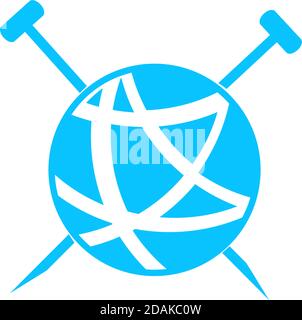 Tailleur de fil de ravel pour tricoter l'icône plate. Pictogramme bleu sur fond blanc. Symbole d'illustration vectorielle Illustration de Vecteur