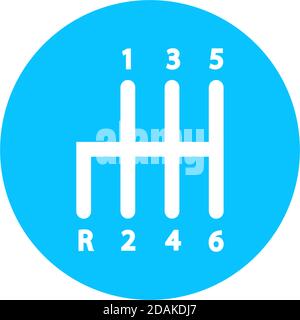 Pictogramme de boîte de vitesses manuelle à plat. Pictogramme bleu sur fond blanc. Symbole d'illustration vectorielle Illustration de Vecteur