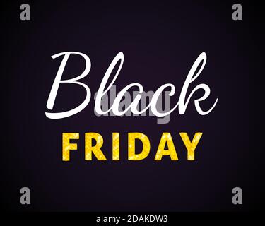 Inscription Vendredi noir avec police diamant isolée sur fond noir. Modèle de vecteur de médias sociaux Illustration de Vecteur