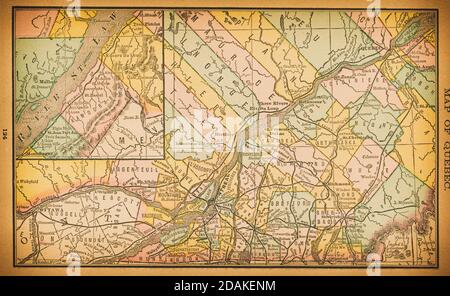 Carte du XIXe siècle du Québec. Publié dans nouvel Atlas du dollar des États-Unis et Dominion du Canada. (Rand McNally & Co's, Chicago, 1884). Banque D'Images