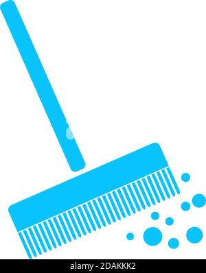 Icône du seau à serpillière à plat. Pictogramme bleu sur fond blanc. Symbole d'illustration vectorielle Illustration de Vecteur
