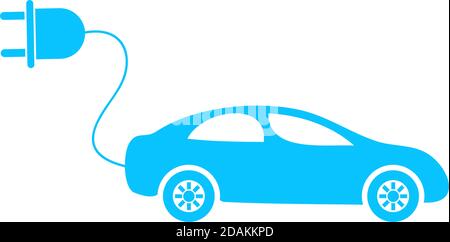 Icône de voiture électrique plate. Pictogramme bleu sur fond blanc. Symbole d'illustration vectorielle Illustration de Vecteur