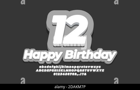 Joyeux Anniversaire Douze 12 Ans Carte De Souhaits Fete Amusante Avec Etiquette De Texte Nombre Et Geometrie Coloree Design Vecteur Eps10 Image Vectorielle Stock Alamy