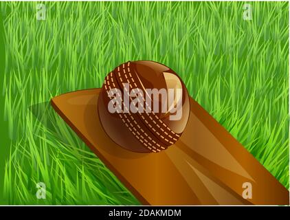illustration du vecteur de cricket avec balle et herbe verte Illustration de Vecteur