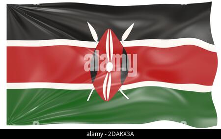 illustration 3d d'un drapeau du Kenya Banque D'Images