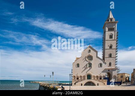 Cathédrale Santa Maria Assunta, Trani, Bari, Puglia, Italie. Il a été construit en pierre Trani, un matériau de construction typique de la région. Banque D'Images