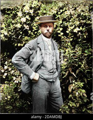 1894, Paris , FRANCE : le peintre français EMILE FRANT ( 1863 - 1932 ). Portrait de photographe non-identifié . COLORISÉ NUMÉRIQUEMENT .- BELLE EPOQUE - ARTS - ARTI VISIVE - ARTE - Francia - PORTRAIT - RITRATTO - HISTOIRE - FOTO STORICHE - barbe - barba - cappello di paglia - paglietta - chapeau - jardin - giardino --- Archivio GBB Banque D'Images