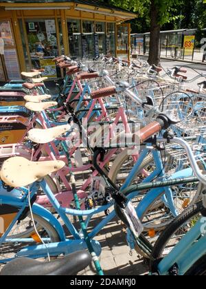 Djurgårdsboden service de location de vélos avec beaucoup de vélos Banque D'Images