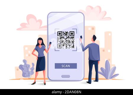 Concept de lecture de code QR vecteur libre Illustration de Vecteur