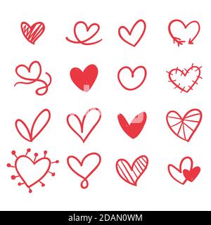 Dessin à la main formes de coeur colorées illustration vectorielle Illustration de Vecteur