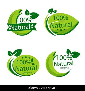 Jeu de badges 100 % naturel illustration Vector Illustration de Vecteur