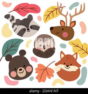 Conception plate automne animaux de forêt illustration vectorielle Illustration de Vecteur