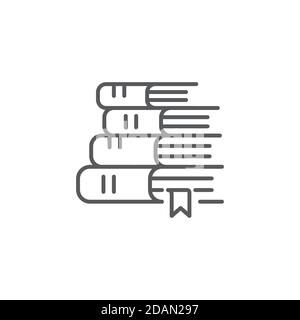 Bibliothèque de livres icône, couleur, ligne, contour signe vectoriel, pictogramme de style linéaire isolé sur blanc. Symbole, illustration du logo. Contour modifiable. Pixel perf Illustration de Vecteur