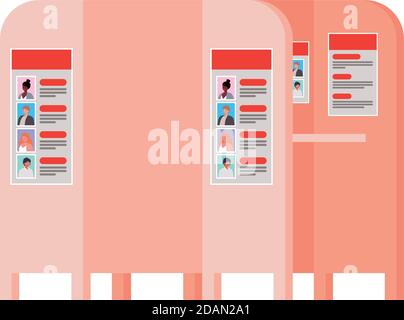 kiosque de vote avec carte votacion, quatre images et informations Illustration de Vecteur