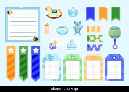 Ensemble de scrapbook de douche de bébé illustration Vector Illustration de Vecteur