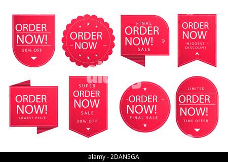 Commander maintenant collection d'étiquettes illustration vectorielle Illustration de Vecteur