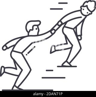 Icône de transfert d'entreprise, illustration isolée linéaire, vecteur de ligne mince, signe de conception Web, symbole de concept de contour avec contour modifiable sur blanc Illustration de Vecteur