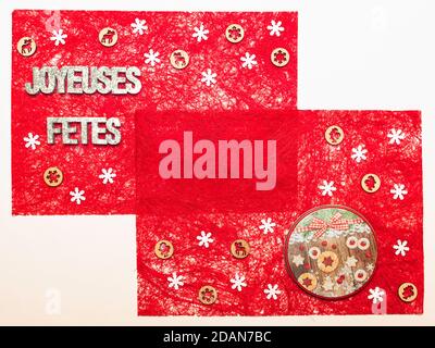 Décorations de Noël en fibre de sisal avec emplacement pour un texte. Banque D'Images