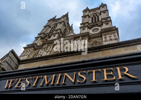 Abbaye de Westminster par en bas Banque D'Images