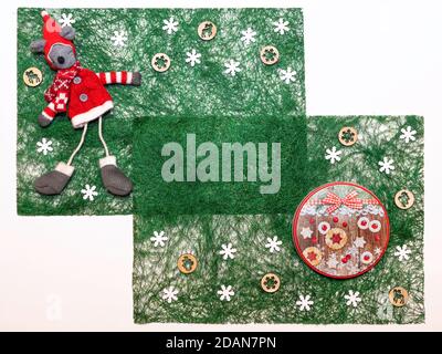 Décorations de Noël en fibre de sisal avec emplacement pour un texte. Banque D'Images