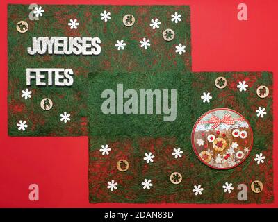 Décorations de Noël en fibre de sisal avec emplacement pour un texte. Banque D'Images