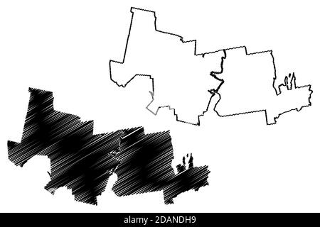 Hampshire County, Commonwealth of Massachusetts (comté des États-Unis, États-Unis d'Amérique, États-Unis, États-Unis, États-Unis) carte illustration vectorielle, scribble sketch Hampsh Illustration de Vecteur