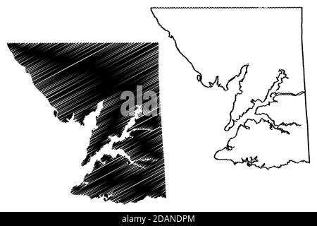 Comté de Cecil, Maryland (comté des États-Unis, États-Unis d'Amérique, États-Unis, États-Unis, États-Unis) carte illustration vectorielle, scribble esquisse carte Cecil Illustration de Vecteur