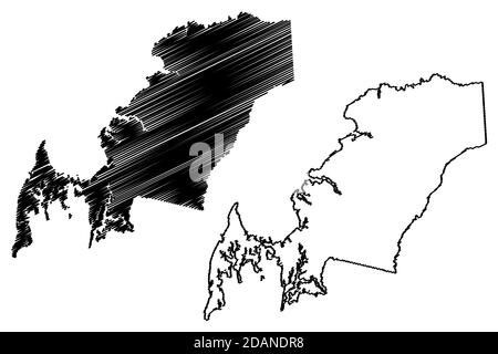 Queen Annes County, Maryland (comté des États-Unis, États-Unis d'Amérique, États-Unis, États-Unis, États-Unis) carte illustration vectorielle, scribble croquis carte de la reine Anne Illustration de Vecteur