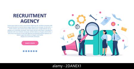 Concept de recrutement. Vecteur de l'agence de recrutement choisissant un candidat à embaucher. Illustration de Vecteur