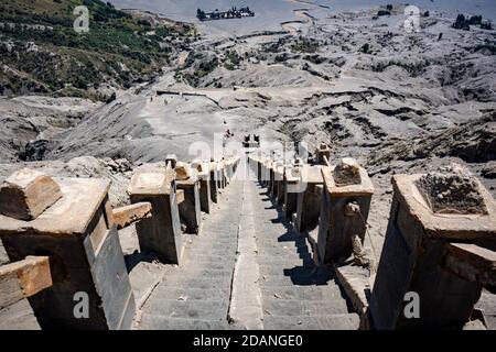 vue sur un escalier poussiéreux Banque D'Images