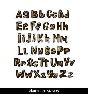 Lettres de l'alphabet anglais. Script de forme manuscrit vectoriel. Illustration de Vecteur