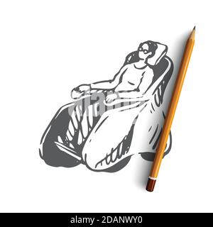 Virtuel, réalité, chaise, jeu, concept de simulation. Vecteur isolé tracé à la main. Illustration de Vecteur