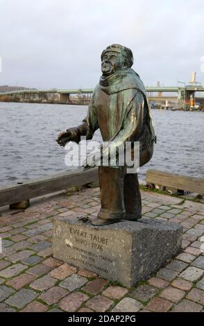 Statue commémorative du balladeer suédois Evert Taube à Göteborg Banque D'Images