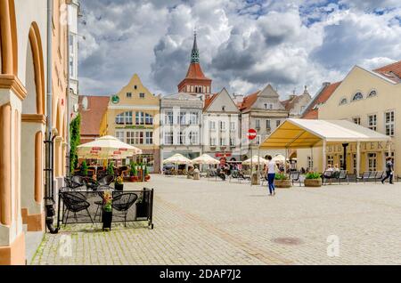 OLSZTYN, province de WARMIAN-MAZURIEN, POLOGNE, ger.: Allenstein, marché de la vieille ville Banque D'Images